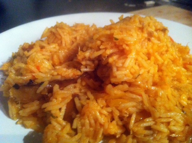 dominican rice with smoked mackerel